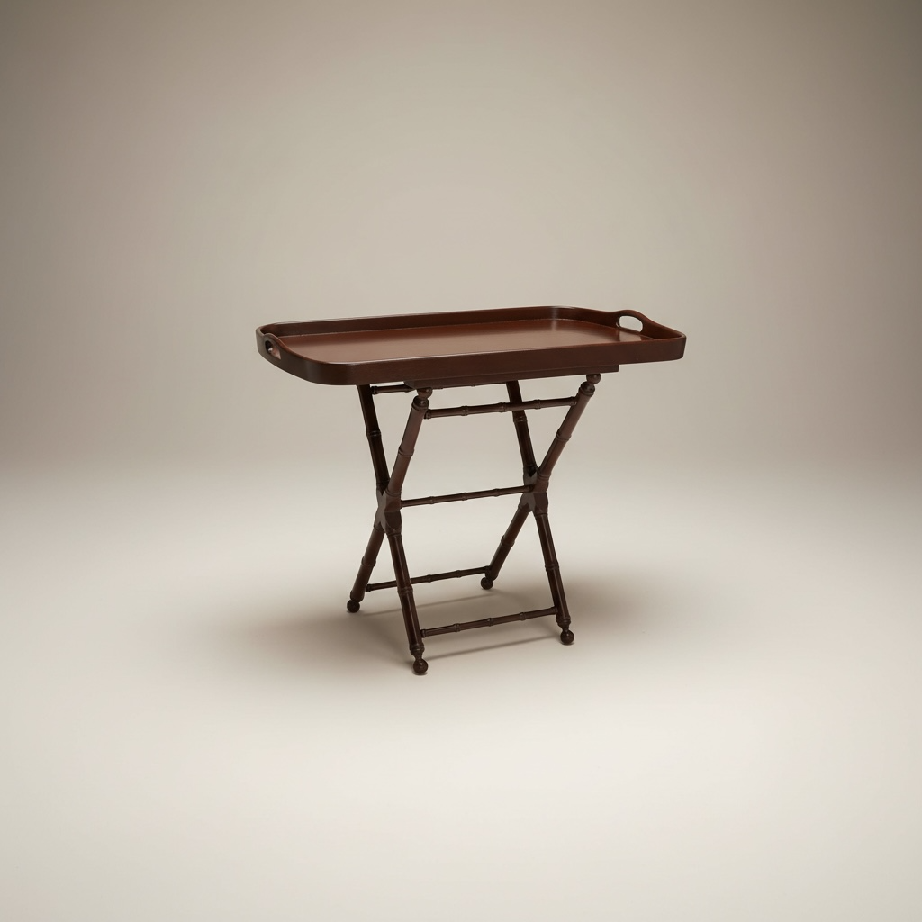 Vintage Drexel tray table with restored solid wood finish and spacious surface for serving or display