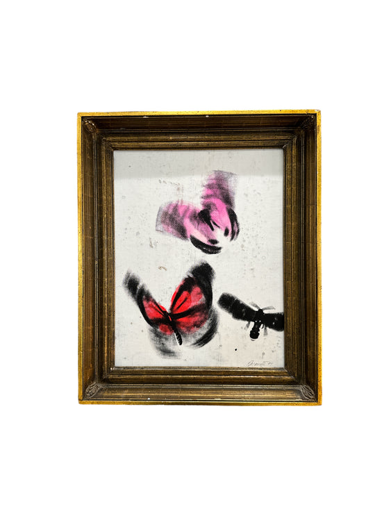 Vintage Silkscreen Butterflies Framed Art