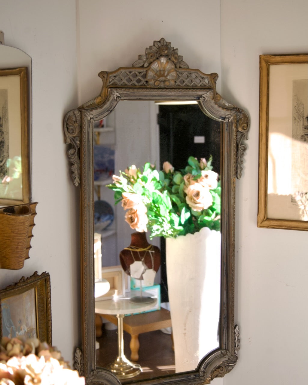 Antique French Rococo Mirror – Beveled Glass &amp; Ornate Frame - Curated Home Decor
