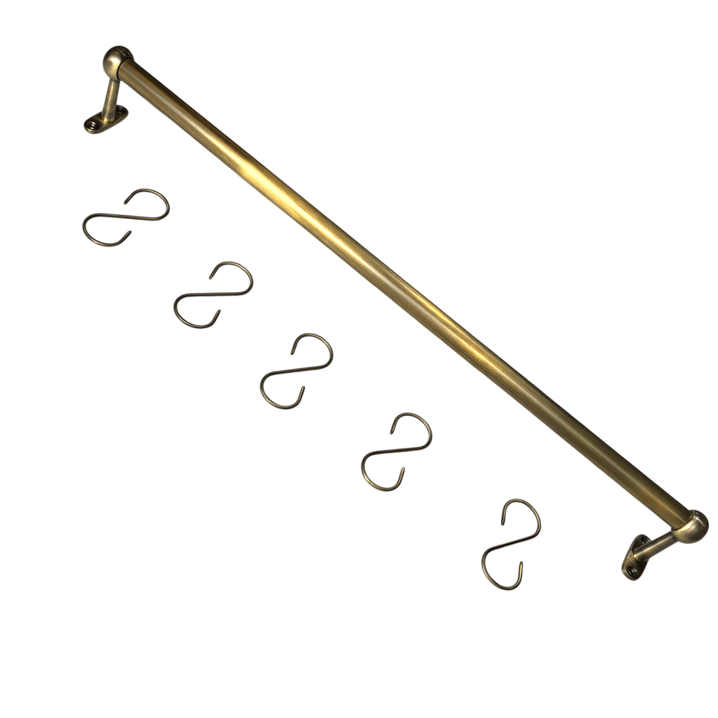 Solid Brass Hanging Pot Rail with Hooks - Curated Home Decor