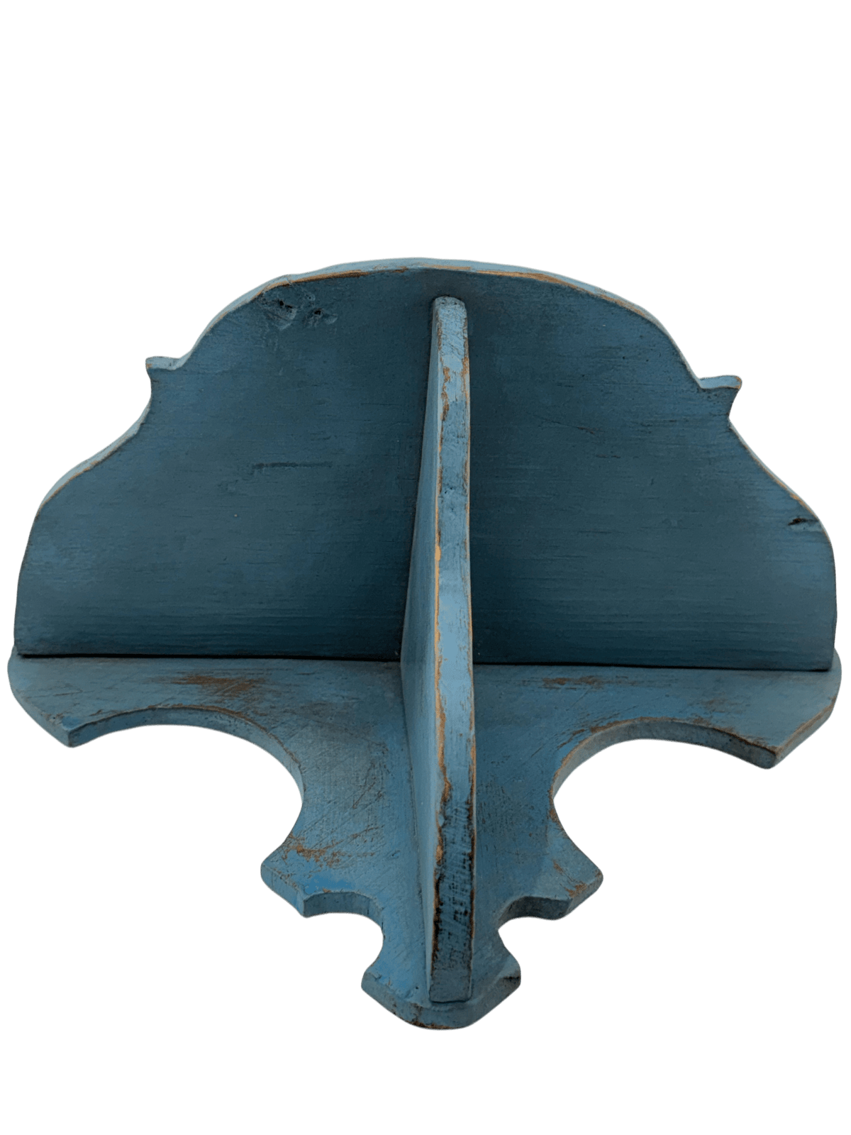 Vintage Blue Folk Corner Shelf with Heart Cutouts - Curated Home Decor
