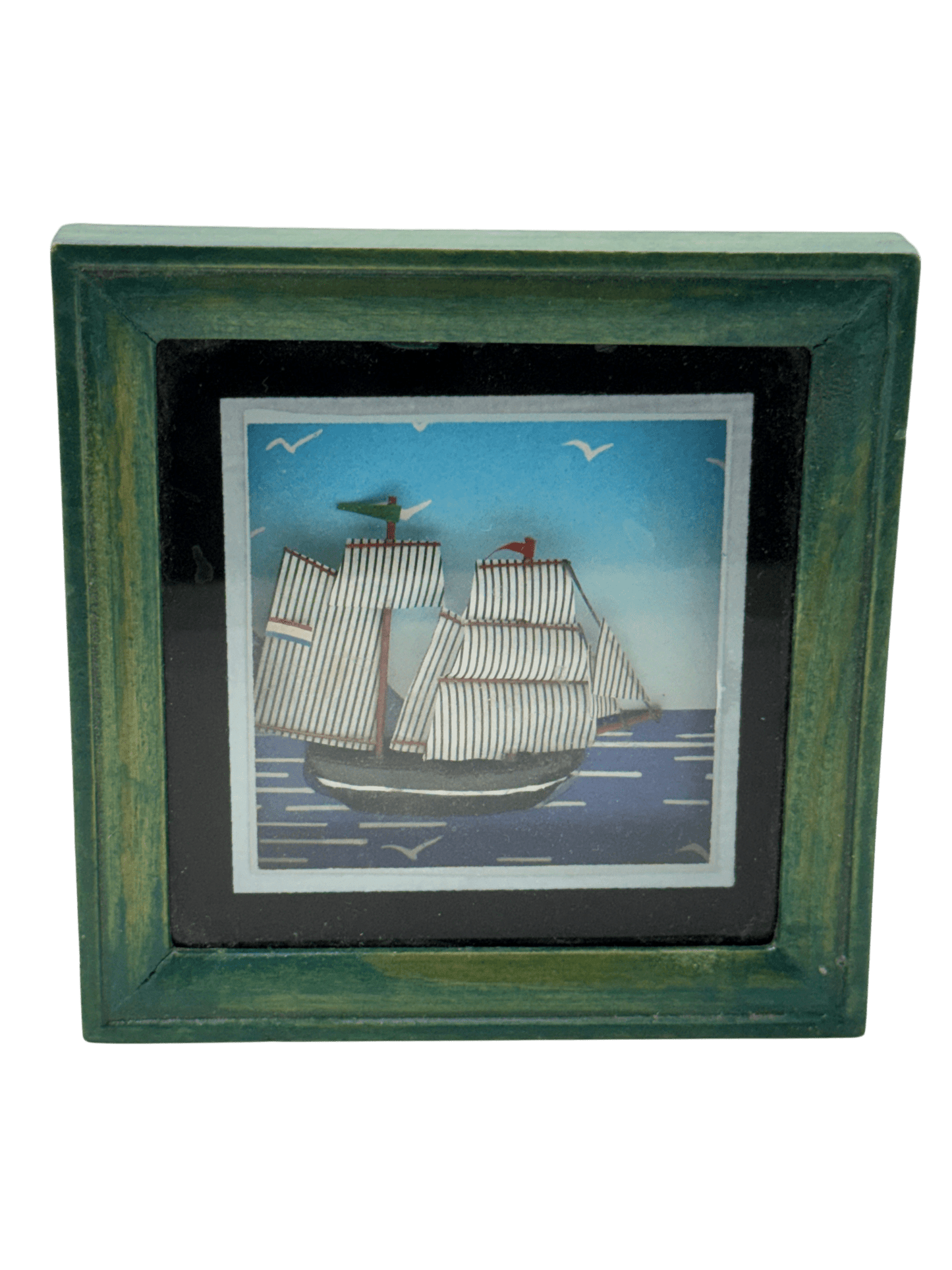 
                  
                    Vintage Folk Sailing Ship Diorama Shadowbox - Curated Home Decor
                  
                