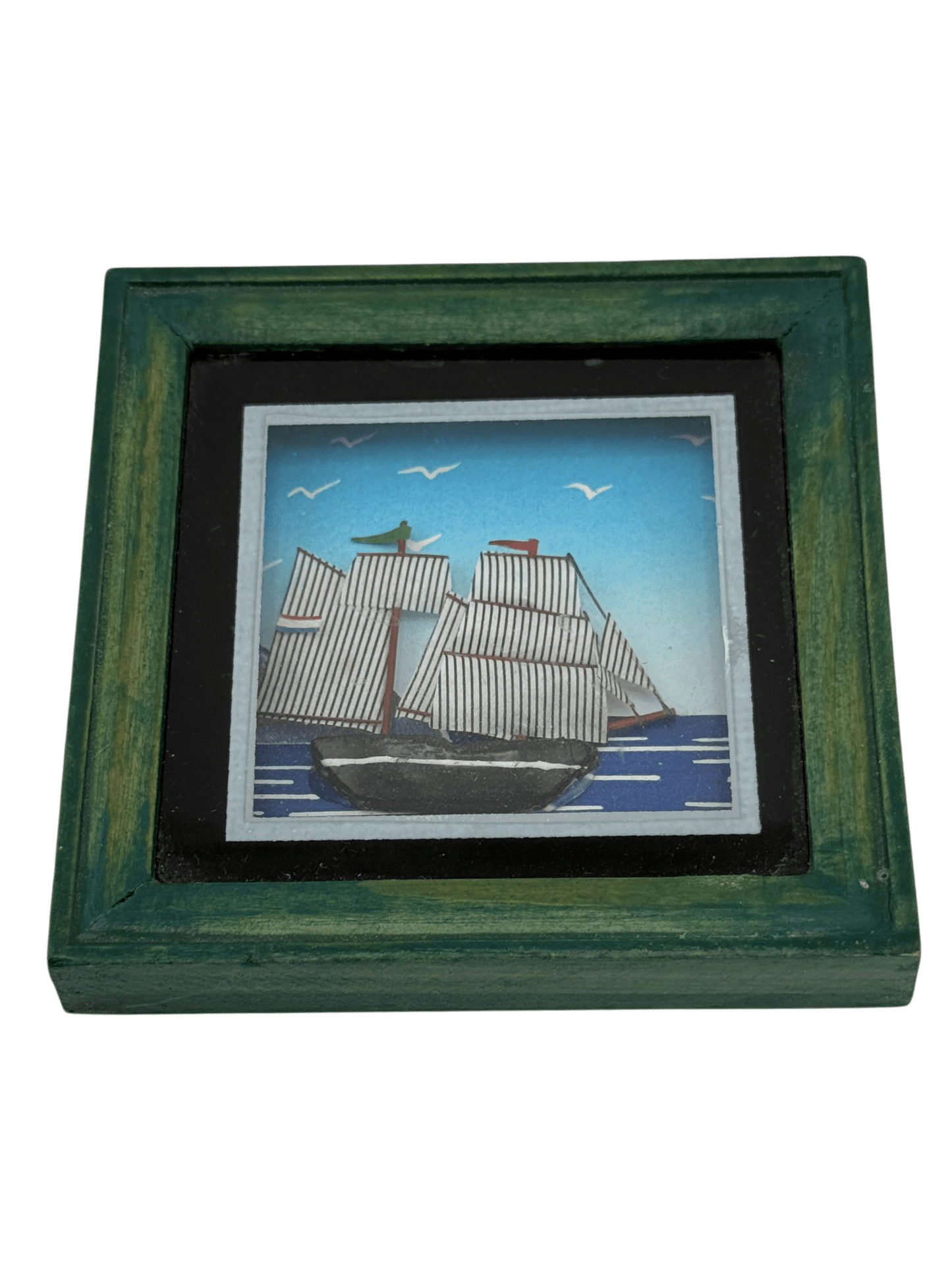 
                  
                    Vintage Folk Sailing Ship Diorama Shadowbox - Curated Home Decor
                  
                