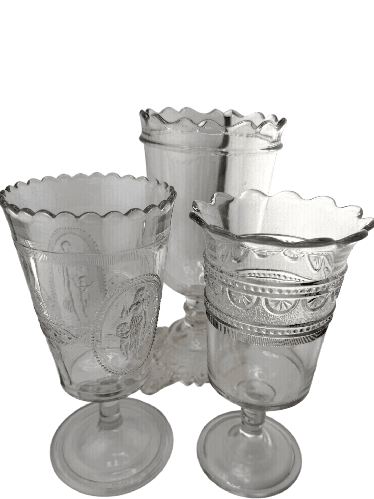 Antique Pressed Glass Trumpet Vases – Sold Individually - Curated Home Decor
