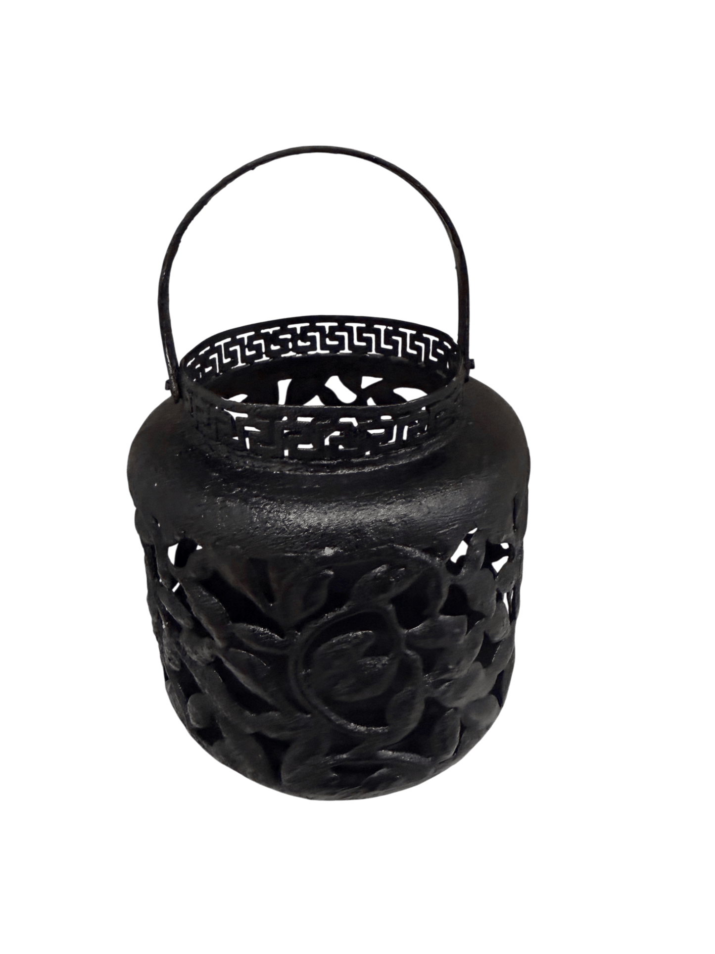 
                  
                    Vintage Black Metal Lantern with Greek Key Detail - Curated Home Decor
                  
                