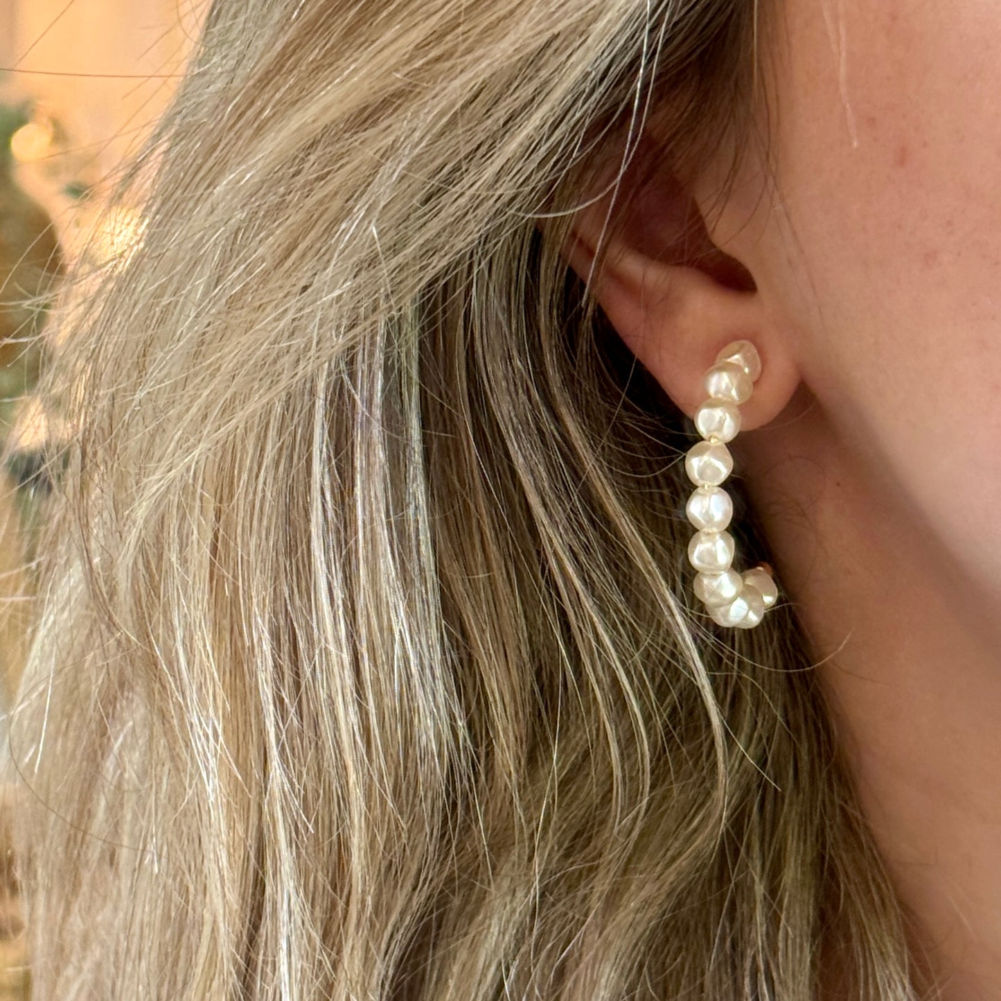 Hudson Pearl Hoop Earrings