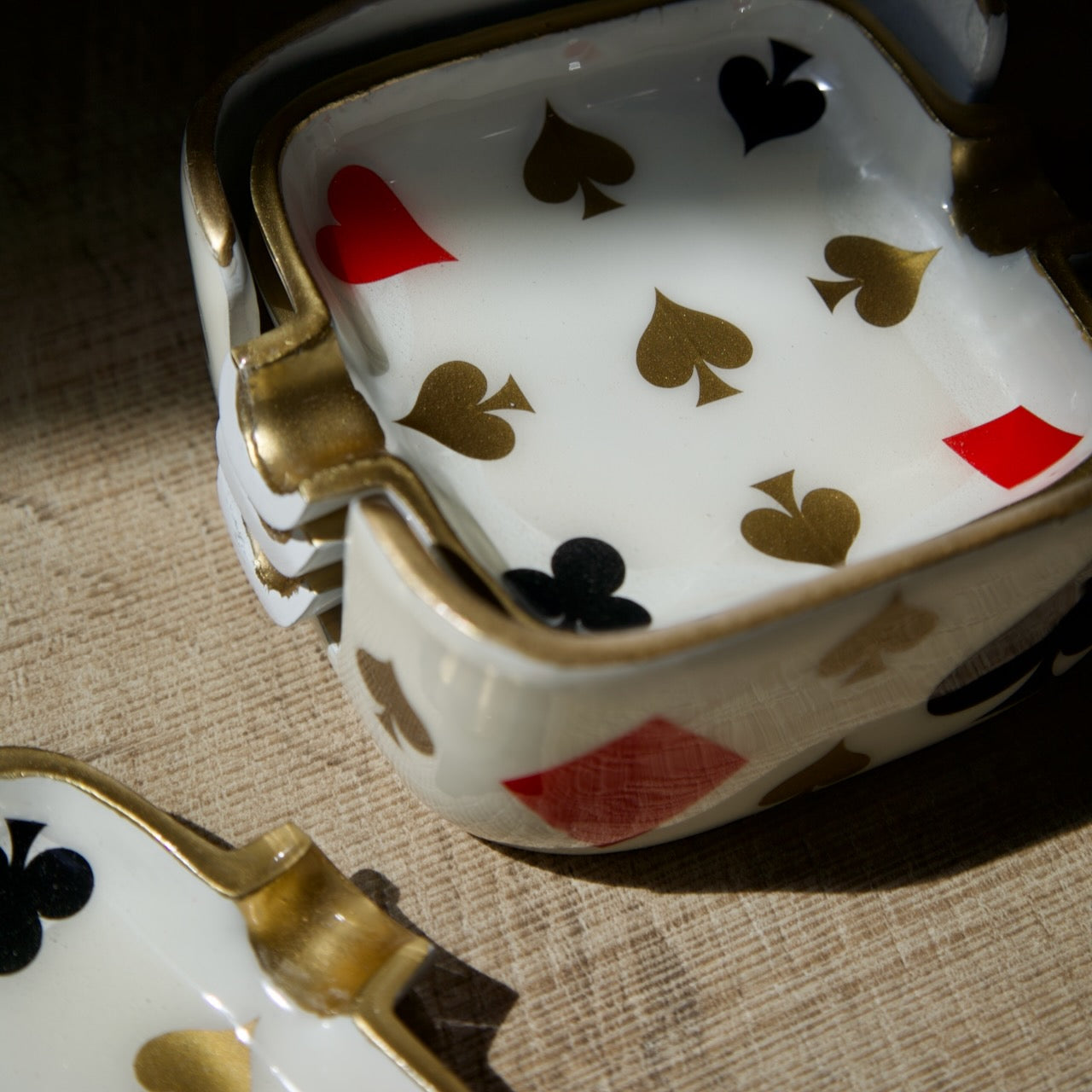 Vintage Set of Casino Ashtrays with Holder - Curated Home Decor