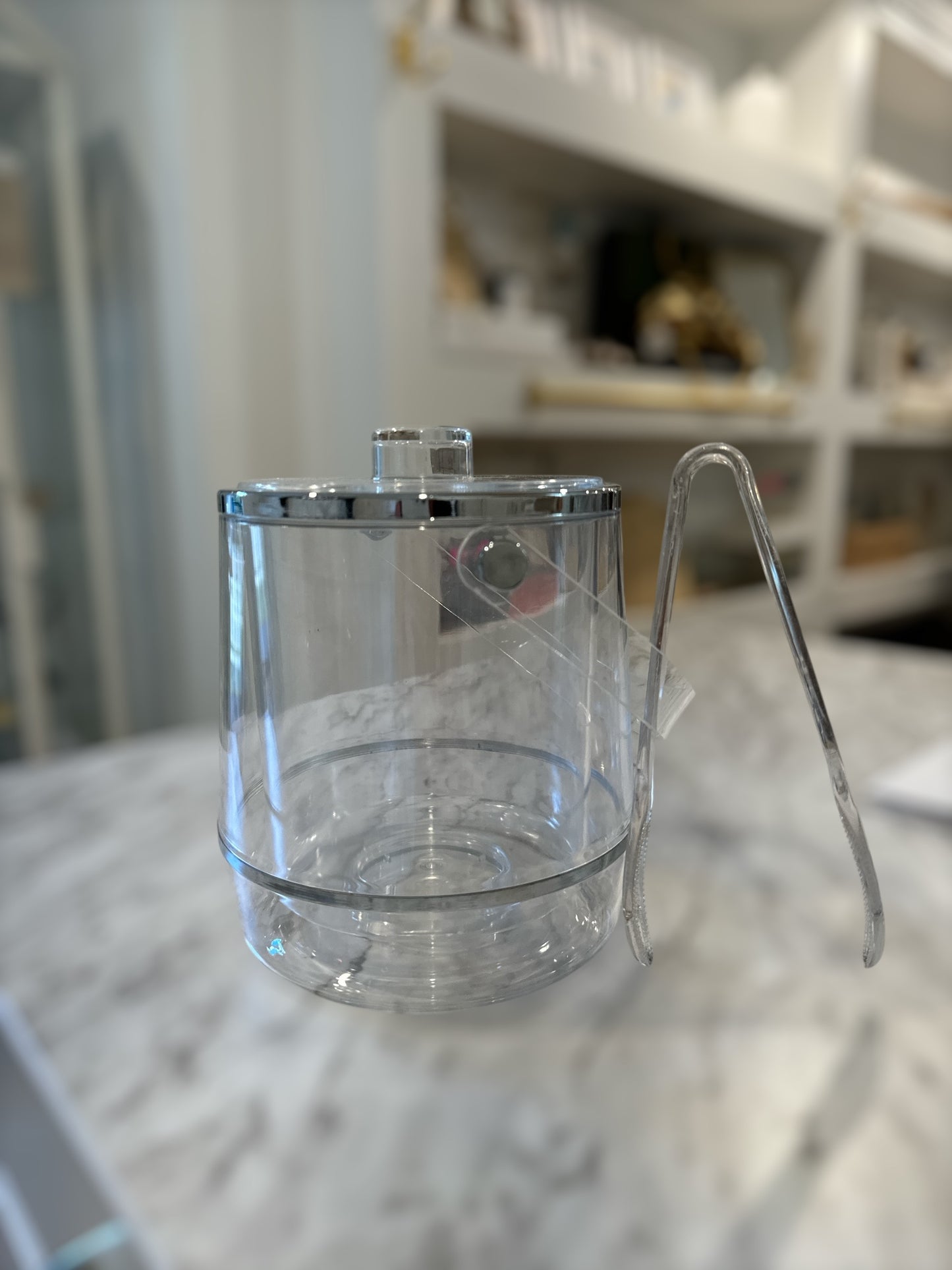 Vintage Lucite Ice Bucket with Tongs - Curated Home Decor