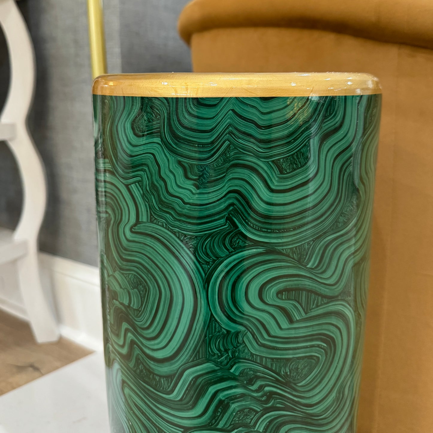 Faux Malachite Umbrella Stand