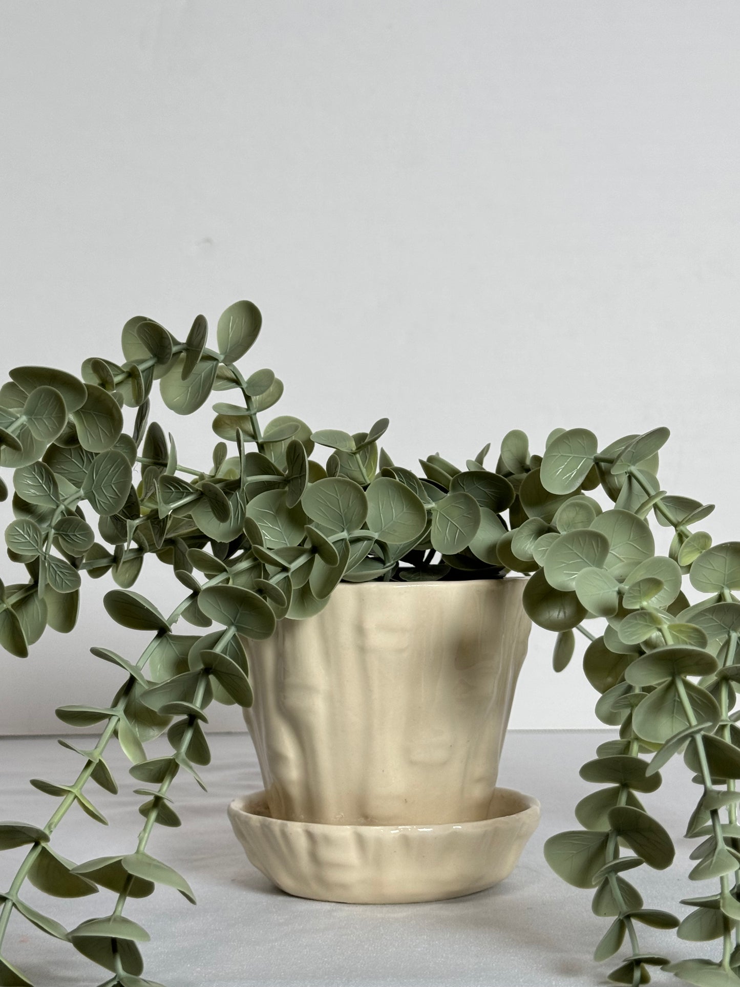 Vintage Bamboo Style Mini Planter w/ Tray - Curated Home Decor