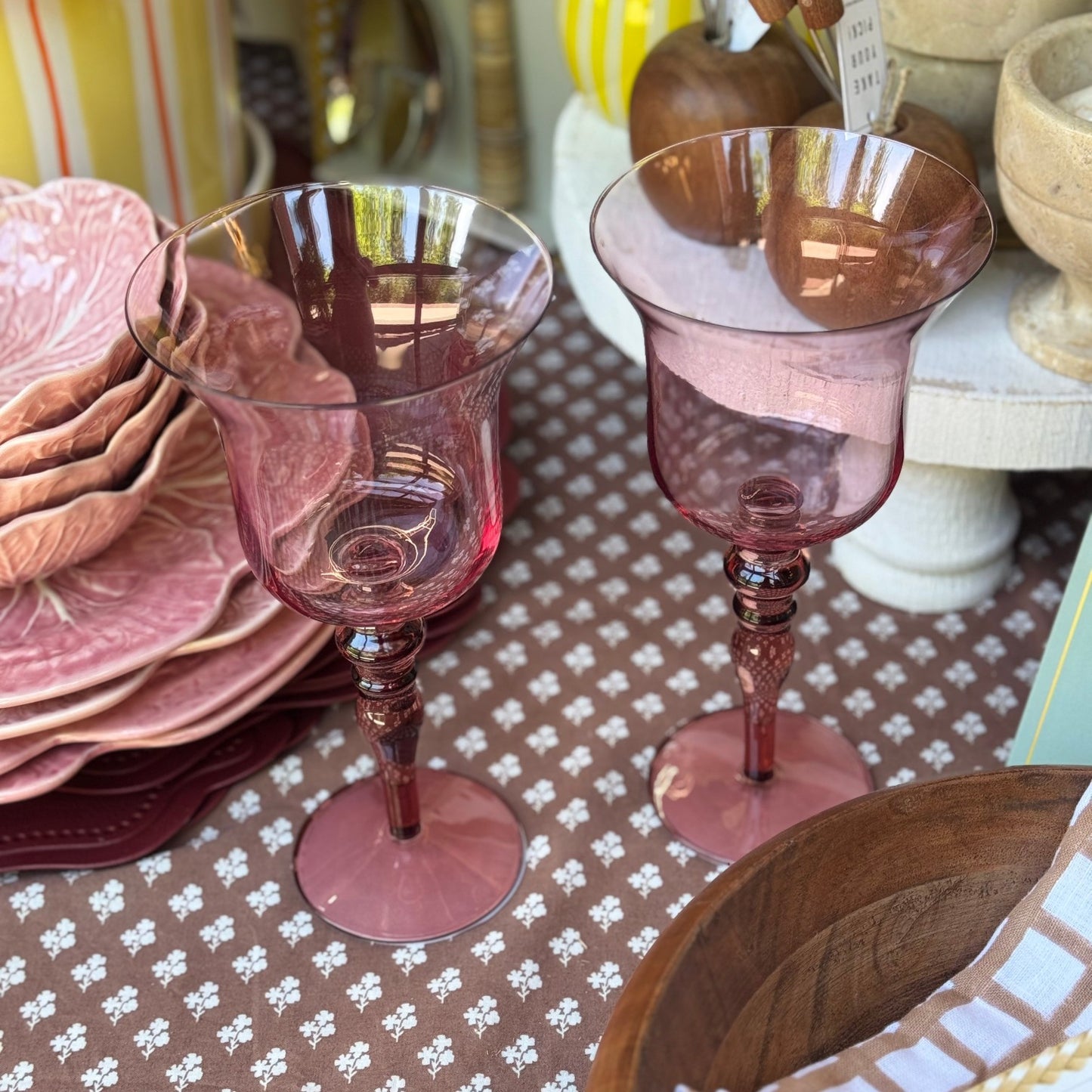17oz Two - Tone Pink & Rust Wine Glass - Curated Home Decor