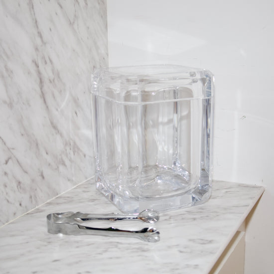 Vintage Lucite Ice Bucket and Tongs - Curated Home Decor