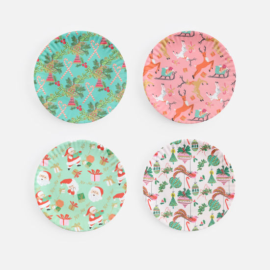 Load image into Gallery viewer, Vintage Christmas Pattern &amp;quot;Paper&amp;quot; Plate
