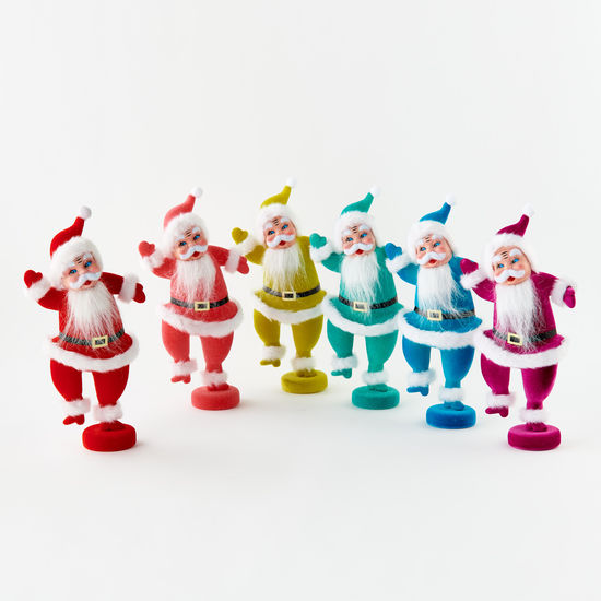 Flocked Dancing Santa 14”