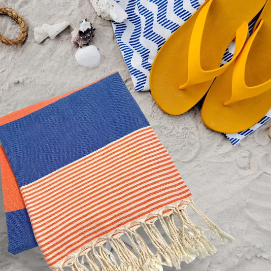 Blue / Orange Striped Towel