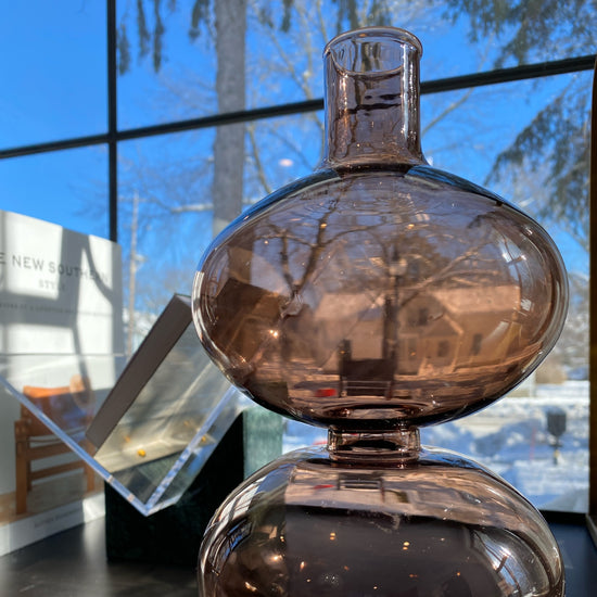 Large Glass Brown Bubble Vase