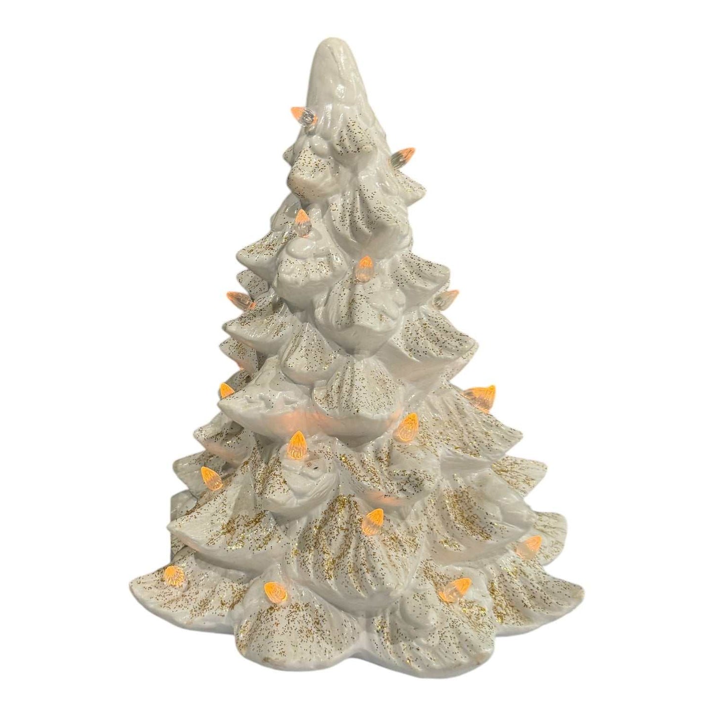 Vintage Ceramic White and Gold Lighted Tree - Curated Home Decor