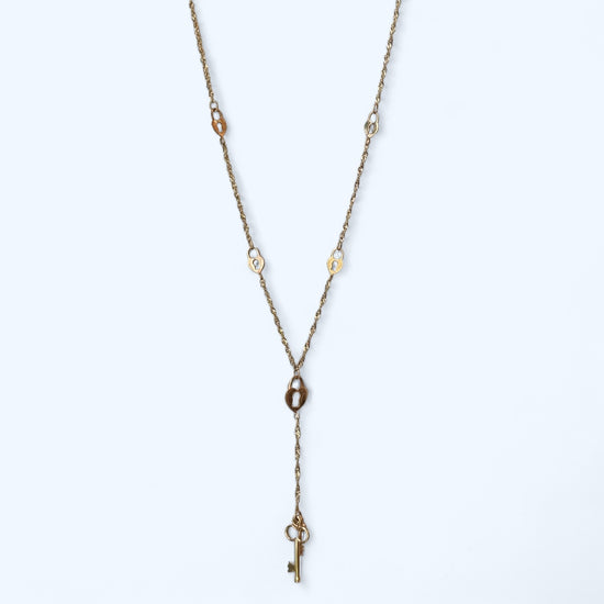 Vintage 14k Gold Lock & Key Necklace