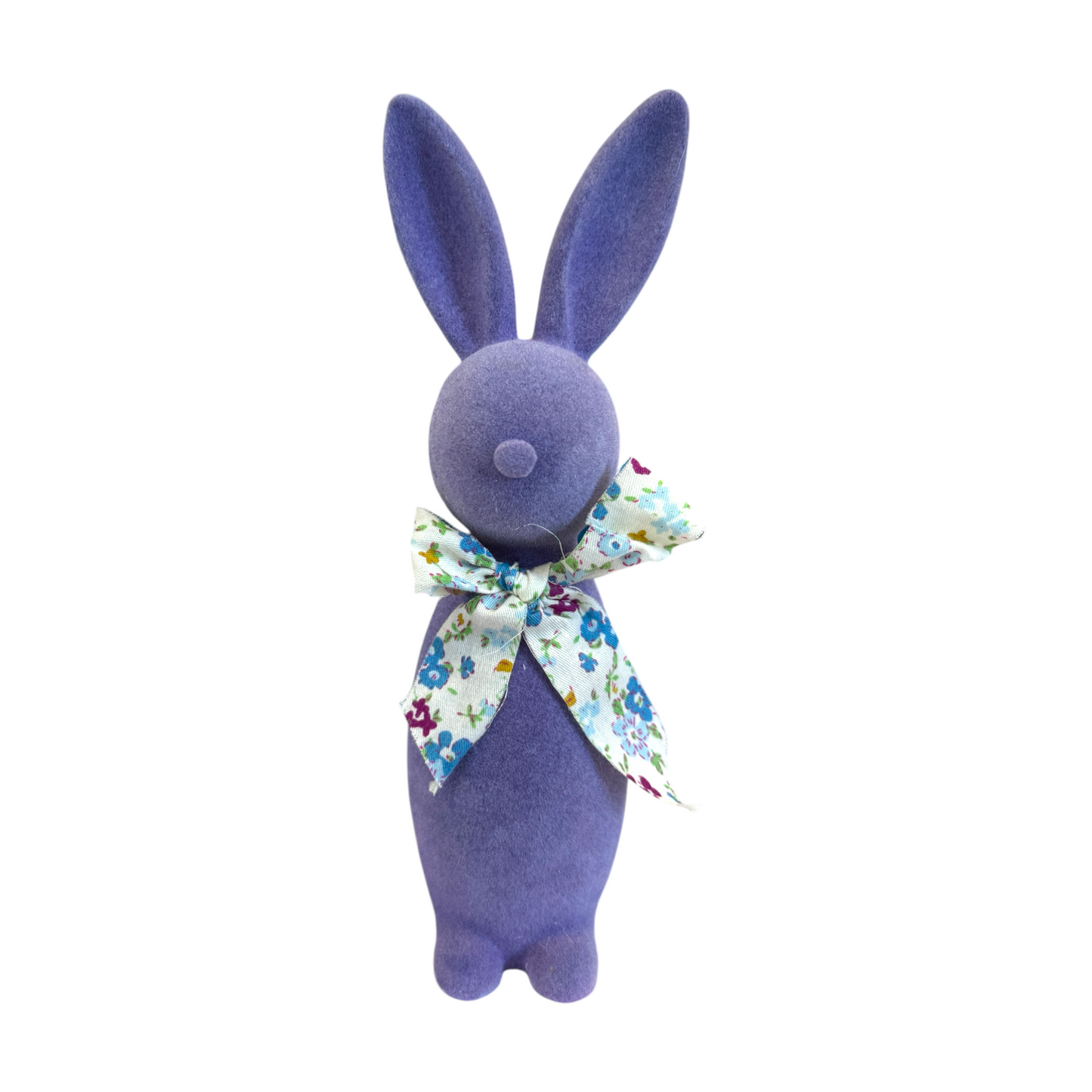 9" Assorted Resin Flocked Bunny with Bow