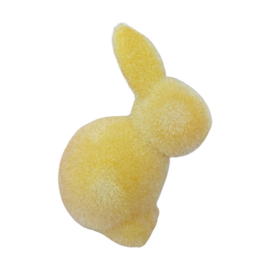 7" Pastel Flocked Bunnies with Pom Pom Tails