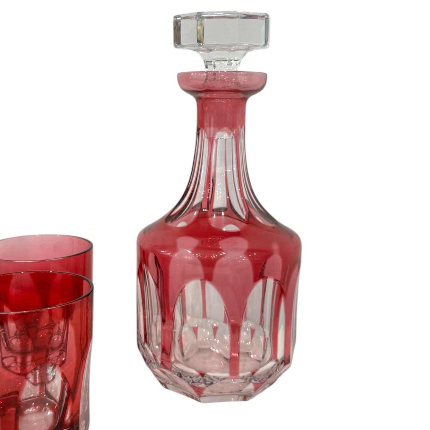 
                  
                    Vintage Cranberry Crystal Set of Decanter and Glasses - Curated Home Decor
                  
                