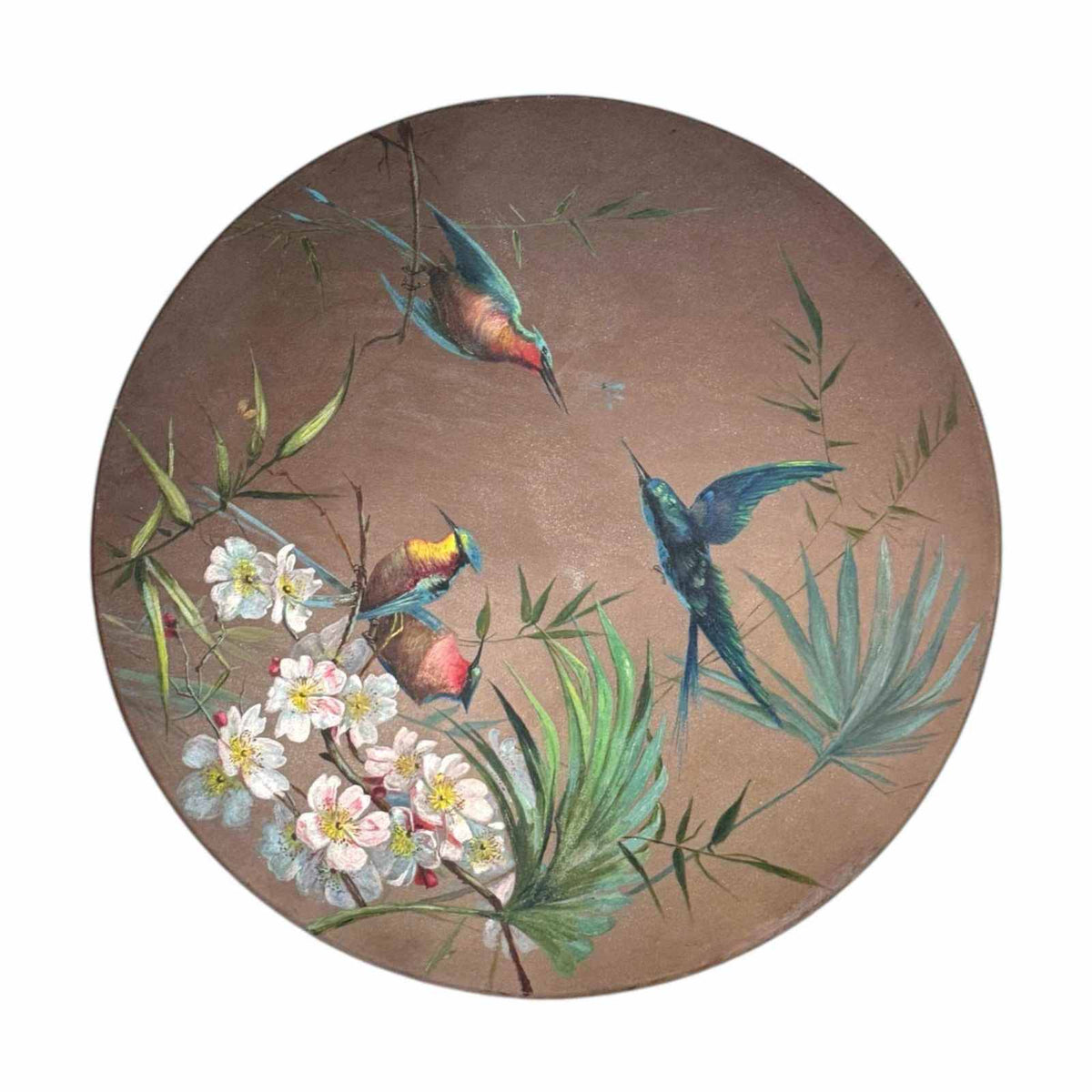 
                  
                    Antique Hand-Painted Metal Plaque – Botanical and Hummingbird - Curated Home Decor
                  
                