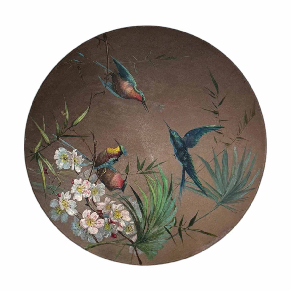 
                  
                    Antique Hand-Painted Metal Plaque – Botanical and Hummingbird - Curated Home Decor
                  
                