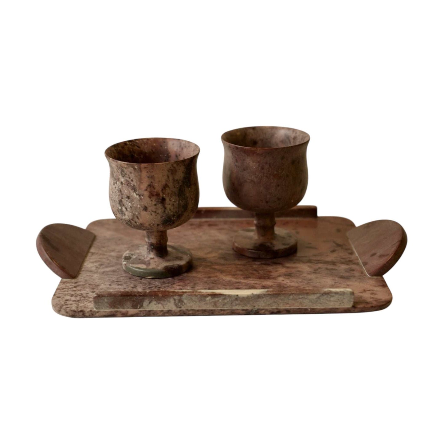 
                  
                    Vintage Breccia Marble Stone Goblet Set with Tray and Pyramid – 4 Piece Wine Set - Curated Home Decor
                  
                