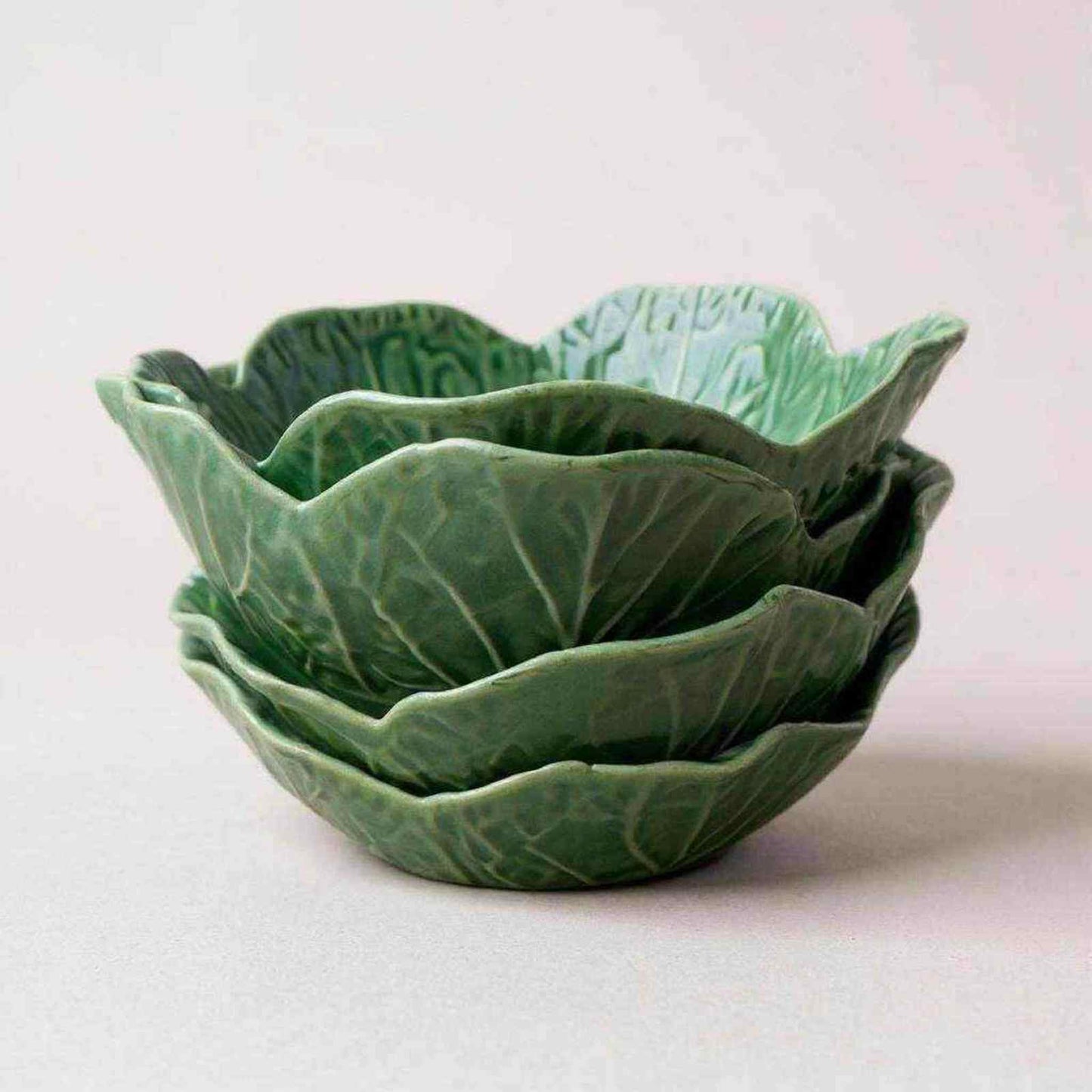 Bordallo Pinheiro Majolica Cabbage Leaf Bowls – Set of 4 - Curated Home Decor