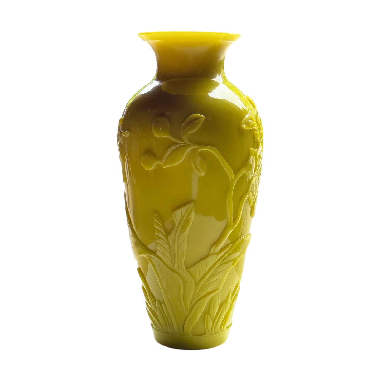 Vintage Chinese Yellow Peking Glass Vase - Curated Home Decor