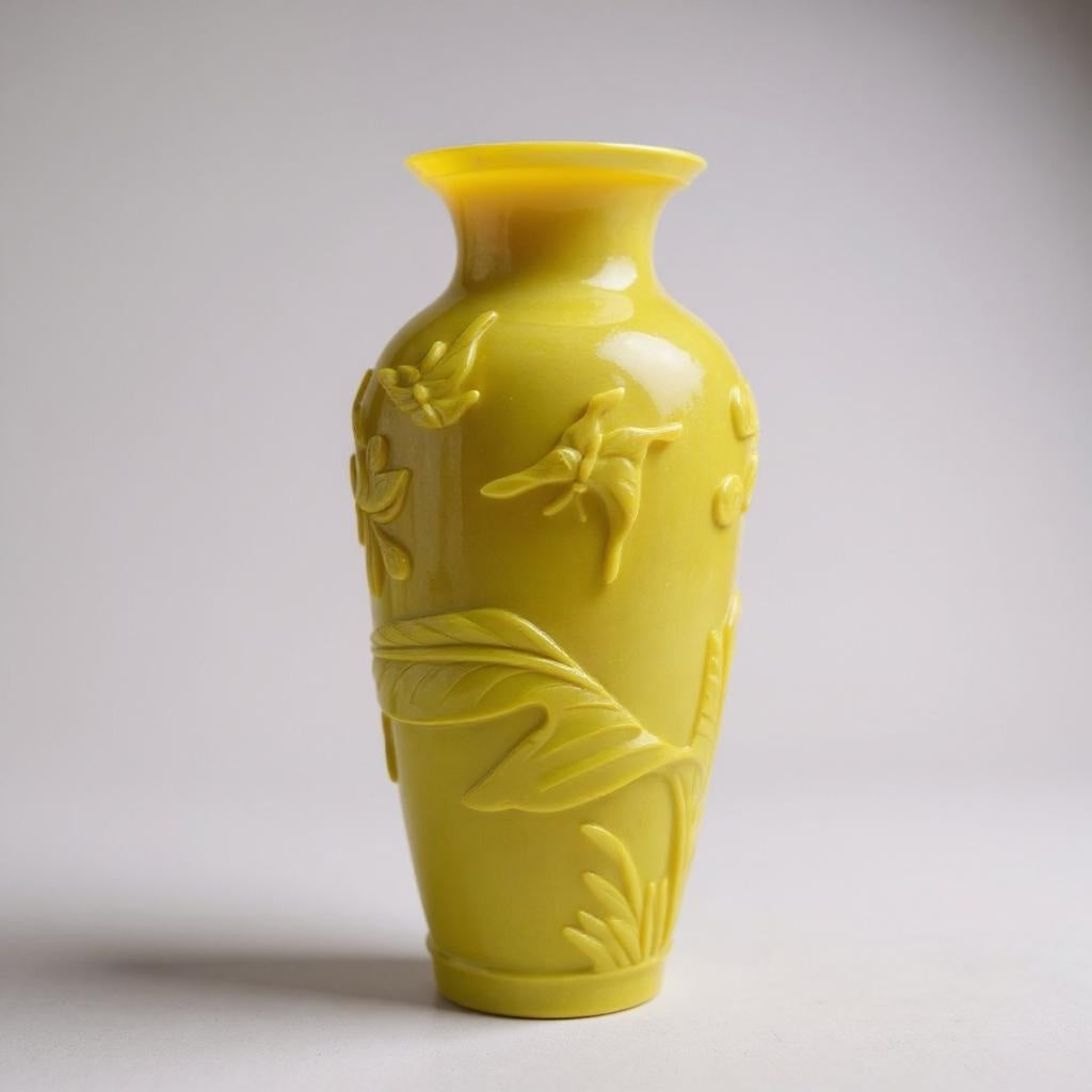 Vintage Chinese Yellow Peking Glass Vase - Curated Home Decor