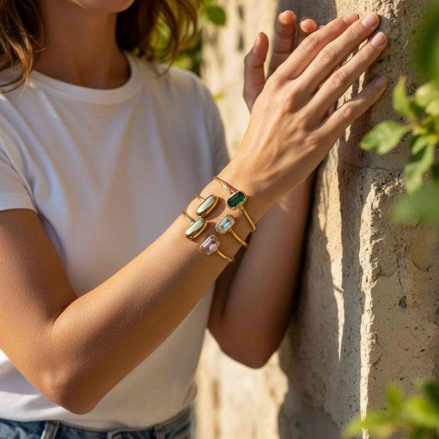 
                  
                    Gold Plated Gemstone Cuff Bracelet - Curated Home Decor
                  
                