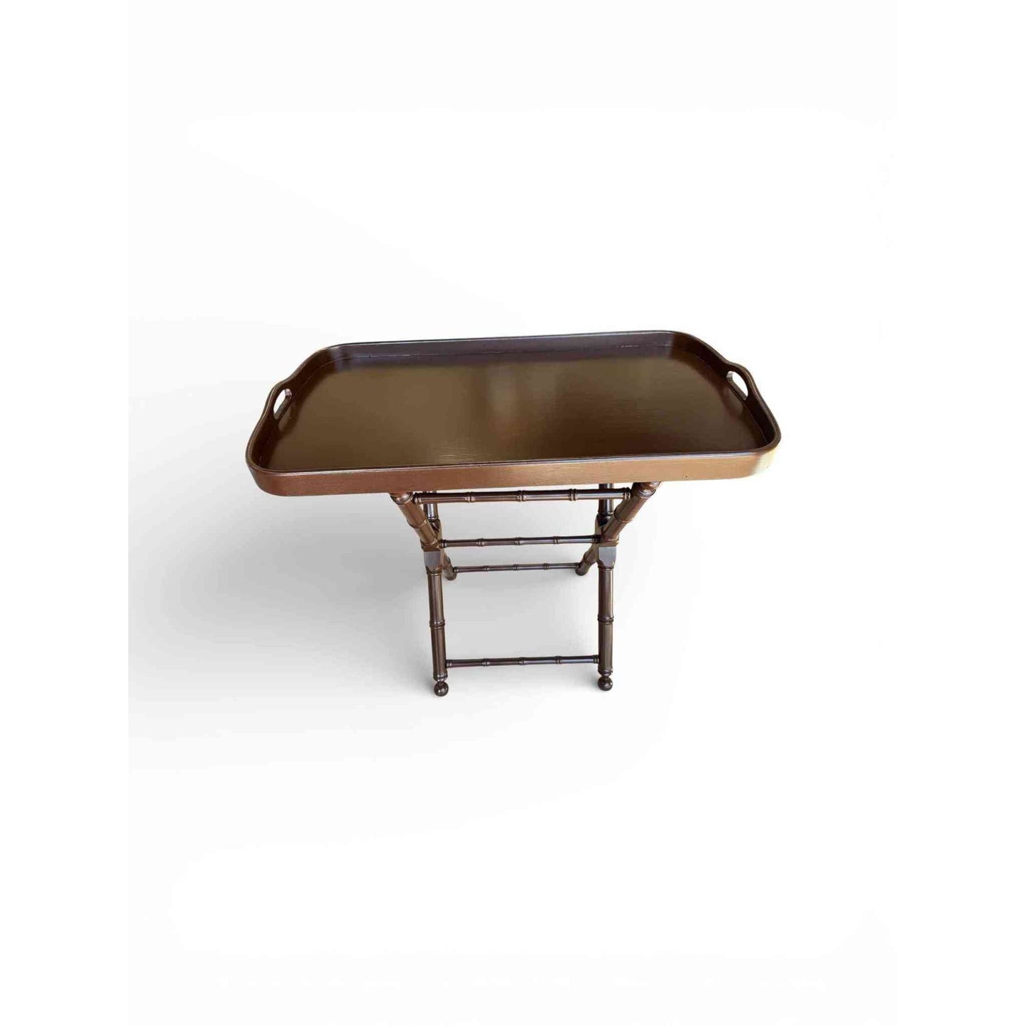 Restored vintage Drexel tray table with solid wood and rich finish