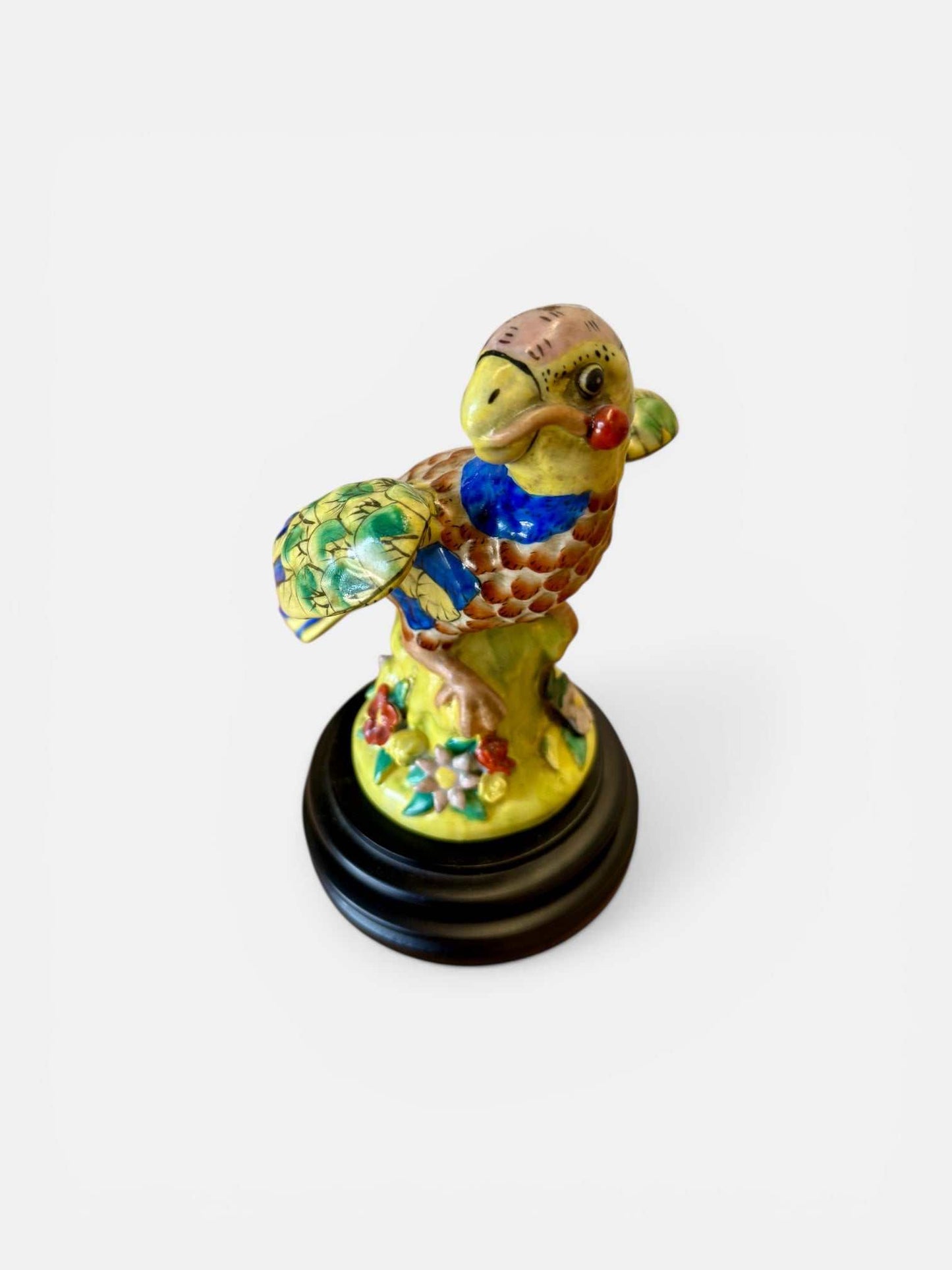 
                  
                    Hand - Painted Italian Majolica Parrot Figurine on Stand - Curated Home Decor
                  
                