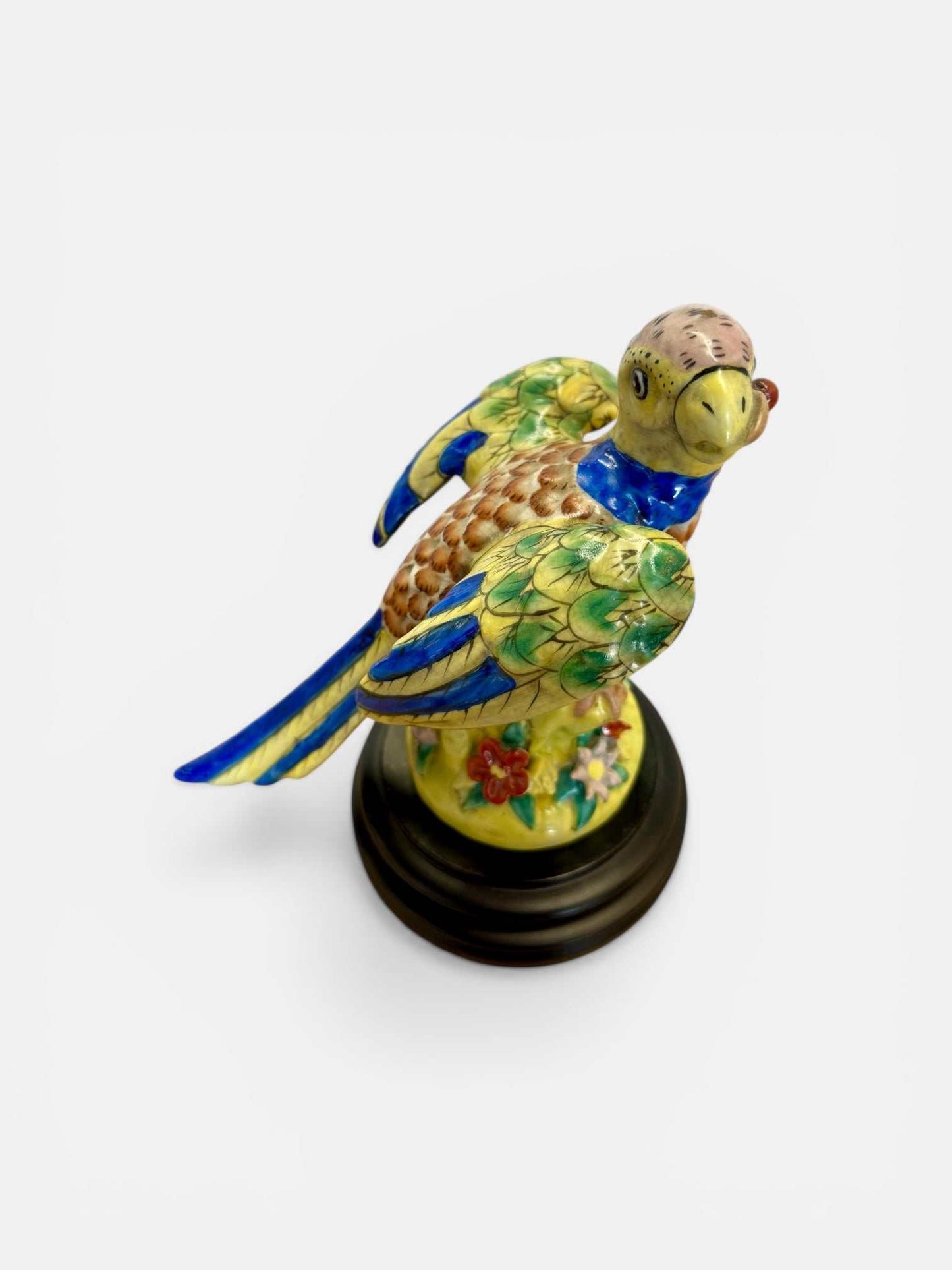 
                  
                    Hand - Painted Italian Majolica Parrot Figurine on Stand - Curated Home Decor
                  
                