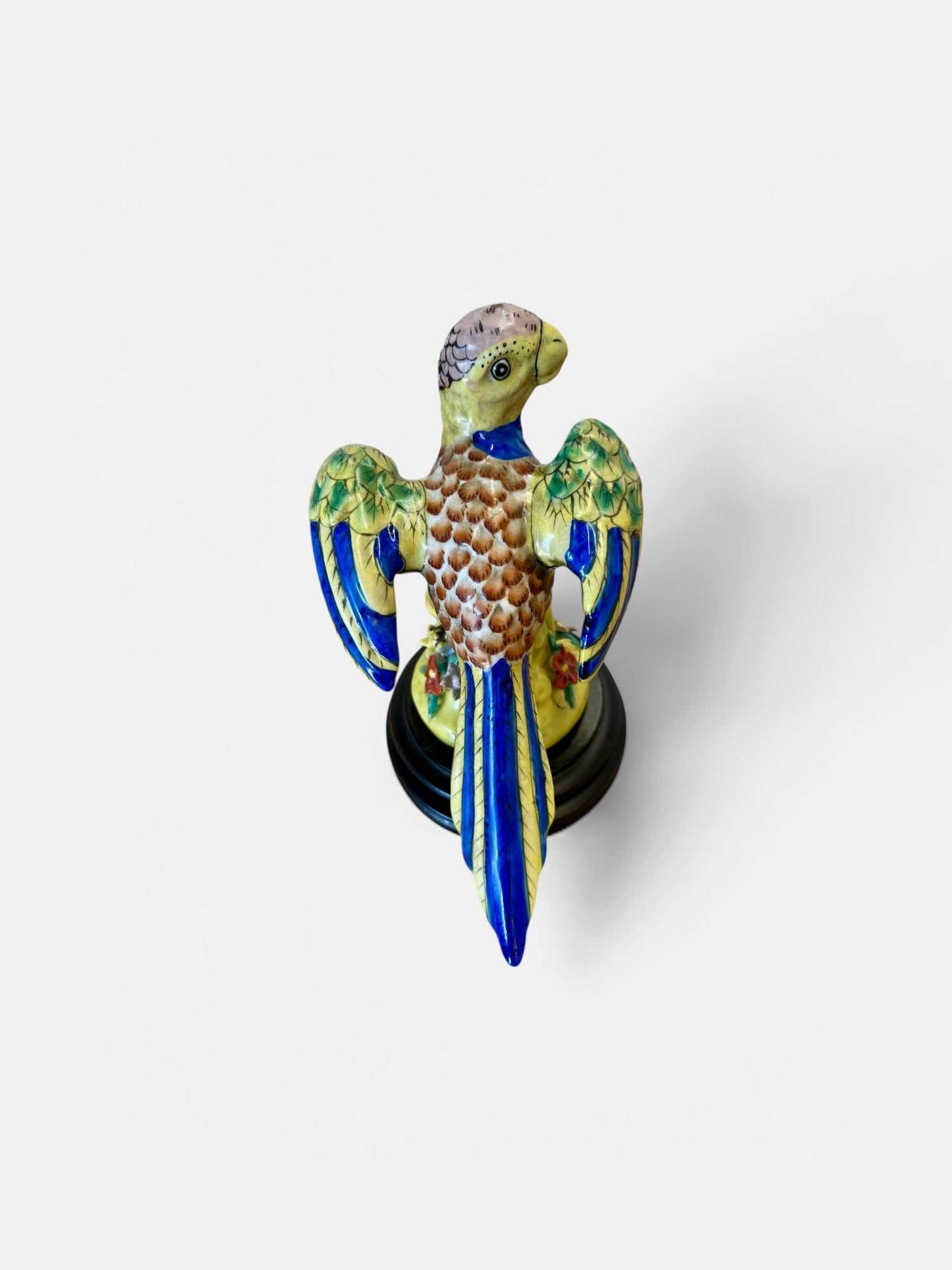 
                  
                    Hand - Painted Italian Majolica Parrot Figurine on Stand - Curated Home Decor
                  
                