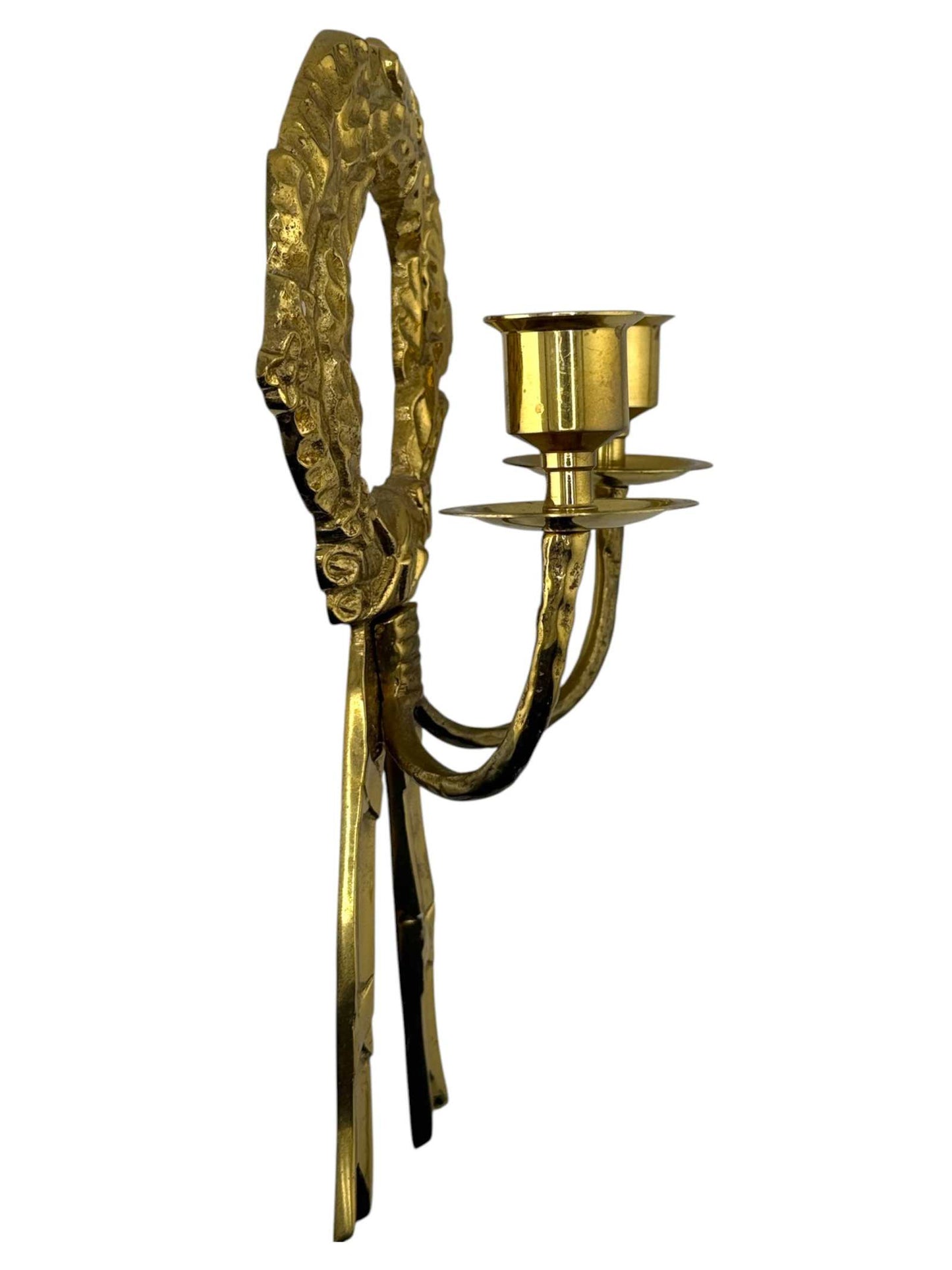 
                  
                    Vintage Pair of Brass Wreath Candle Sconces - Curated Home Decor
                  
                