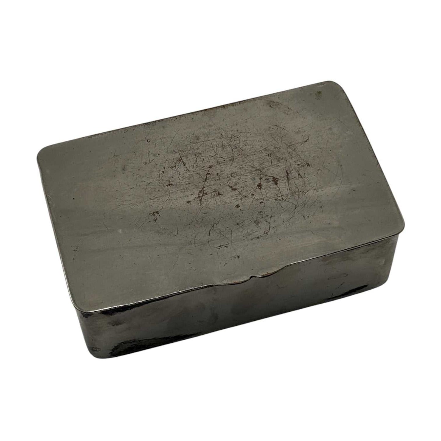 Vintage silver trinket box with authentic patina and vintage wear for jewelry storage