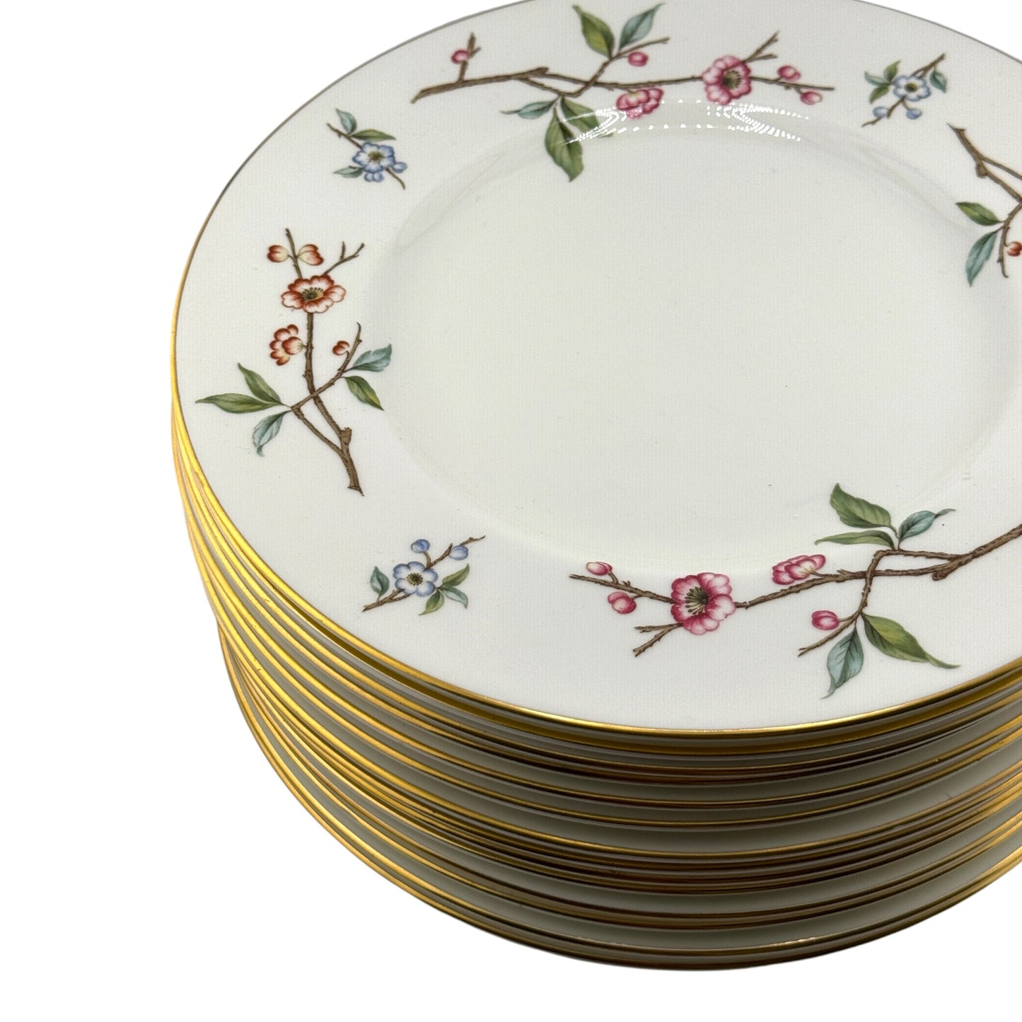 
                  
                    Vintage Floral Branch Dinner Plates | Set of 4 | Gold Rim Cherry Blossom Pattern - Curated Home Decor
                  
                