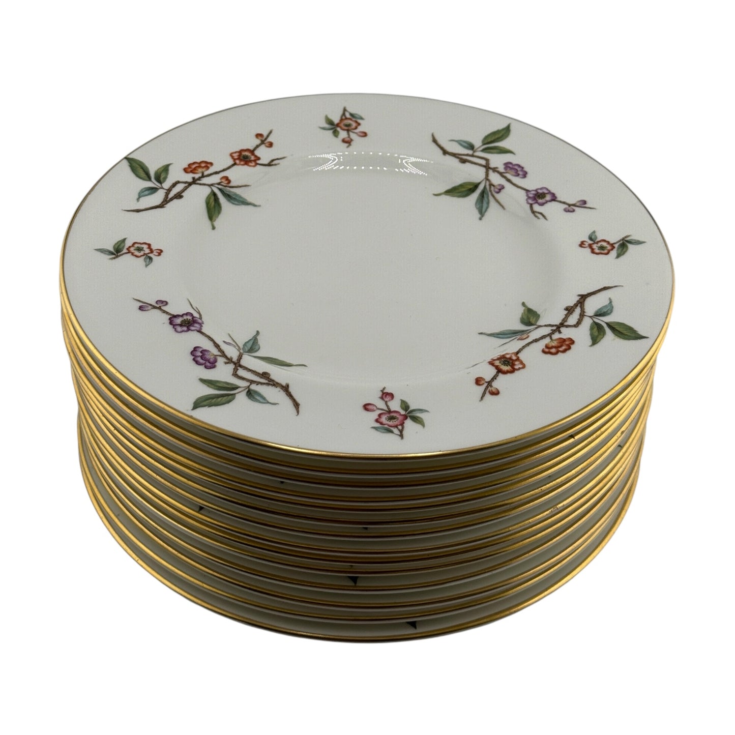 
                  
                    Vintage Floral Branch Salad Plates | Set of 4 | Gold Rim Cherry Blossom Pattern - Curated Home Decor
                  
                