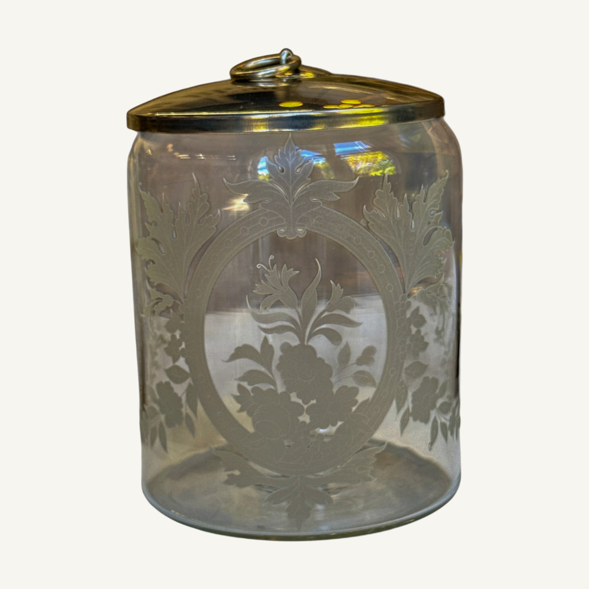 
                  
                    Vintage Etched Glass Apothecary Canisters with Lids — Set of 2 - Curated Home Decor
                  
                