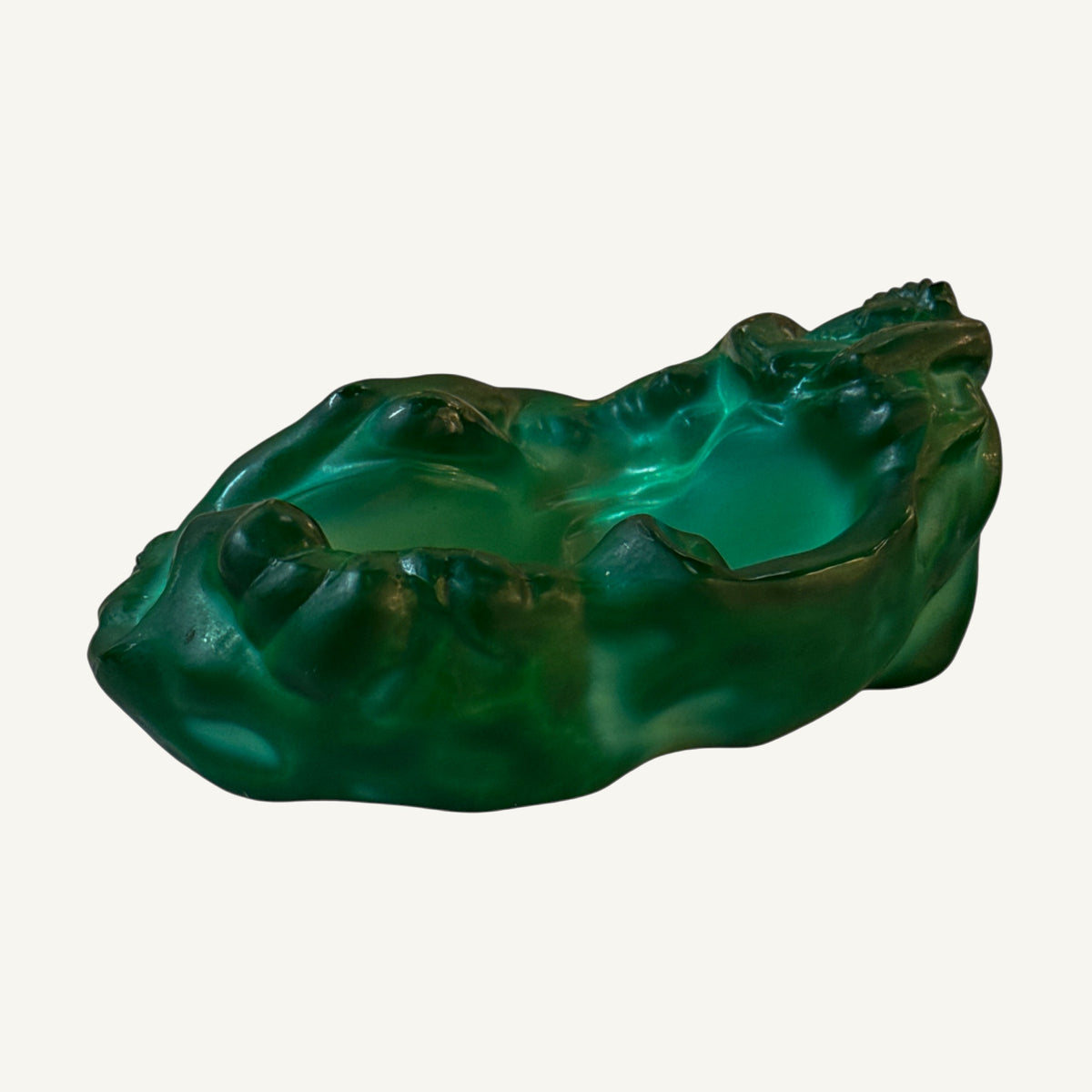 Vintage Art Nouveau–Style Malachite Green Glass Bowl - Curated Home Decor