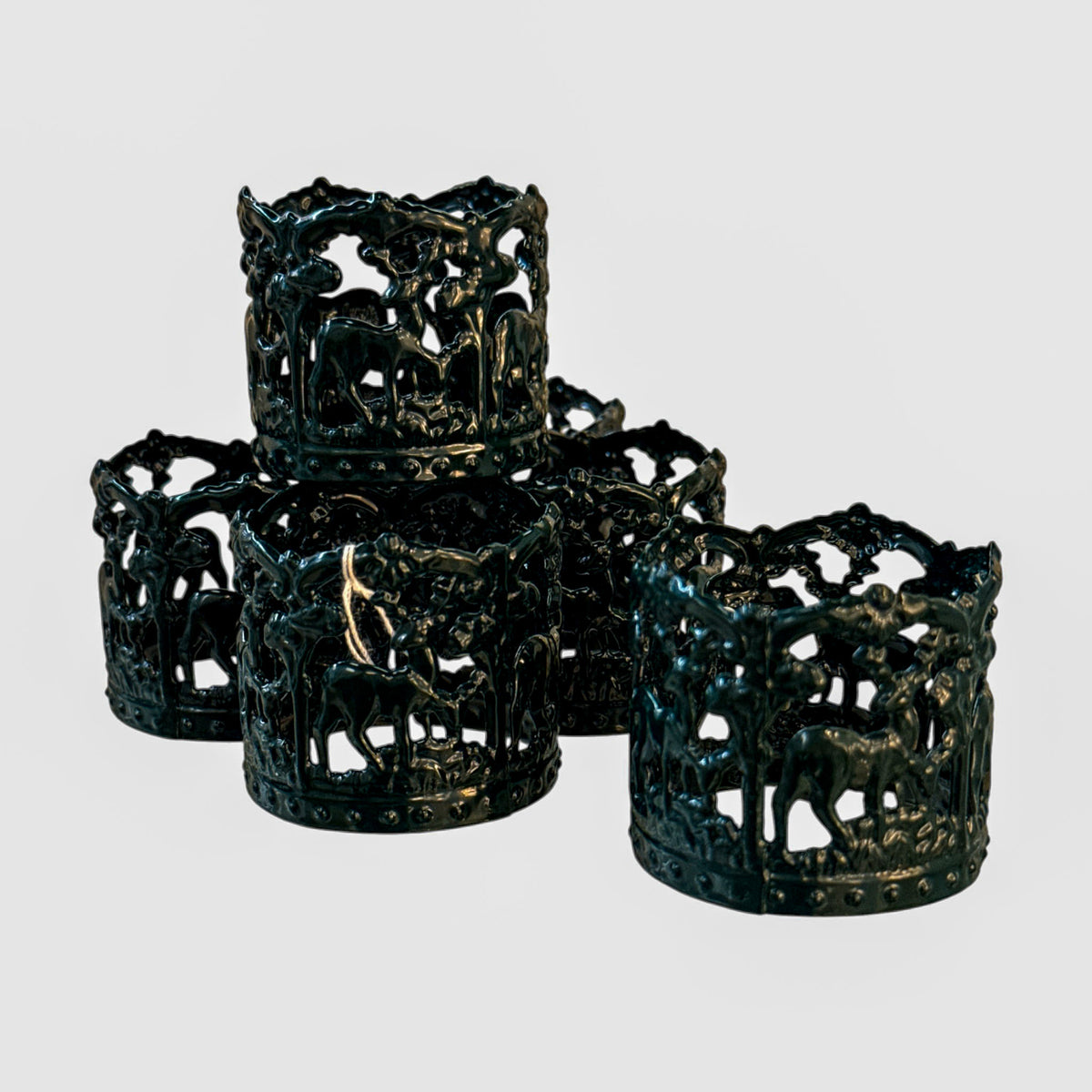 Vintage Green Deer Napkin Rings — Set of 6 - Curated Home Decor
