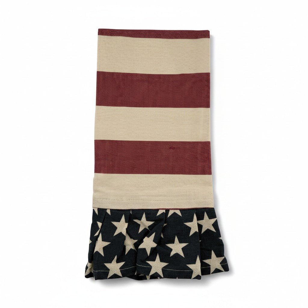 Americana Flag - Inspired Tea Towel with Ruffle Trim - Curated Home Decor