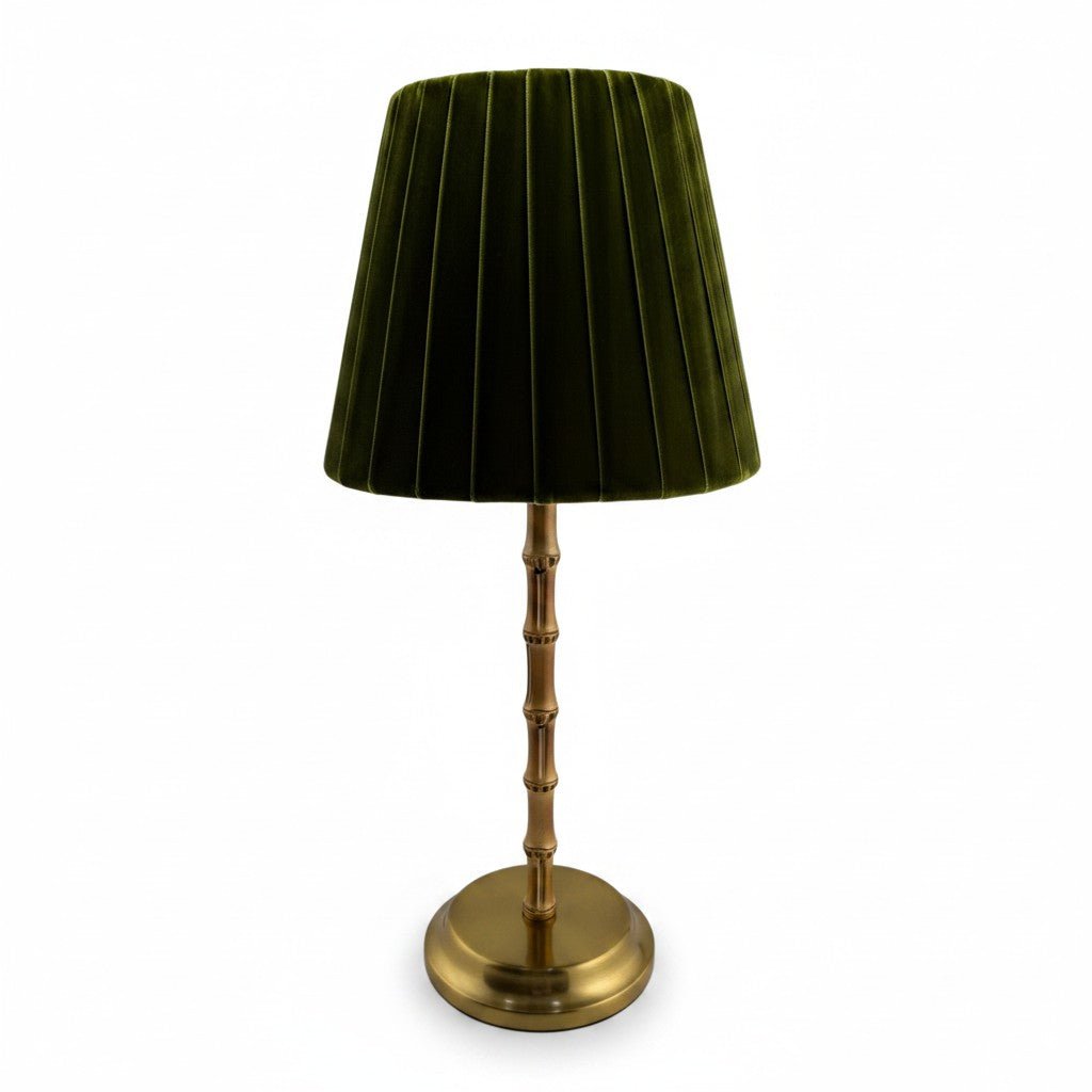 
                  
                    Bamboo Rechargeable Lamp with Velvet Green Shade - Curated Home Decor
                  
                
