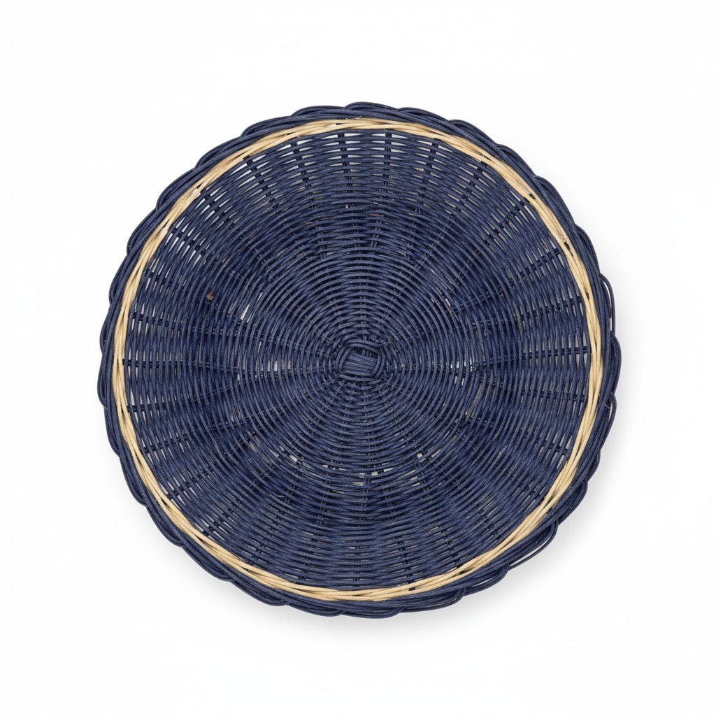 Blue Woven Rattan Charger Plate — 14.75" - Curated Home Decor
