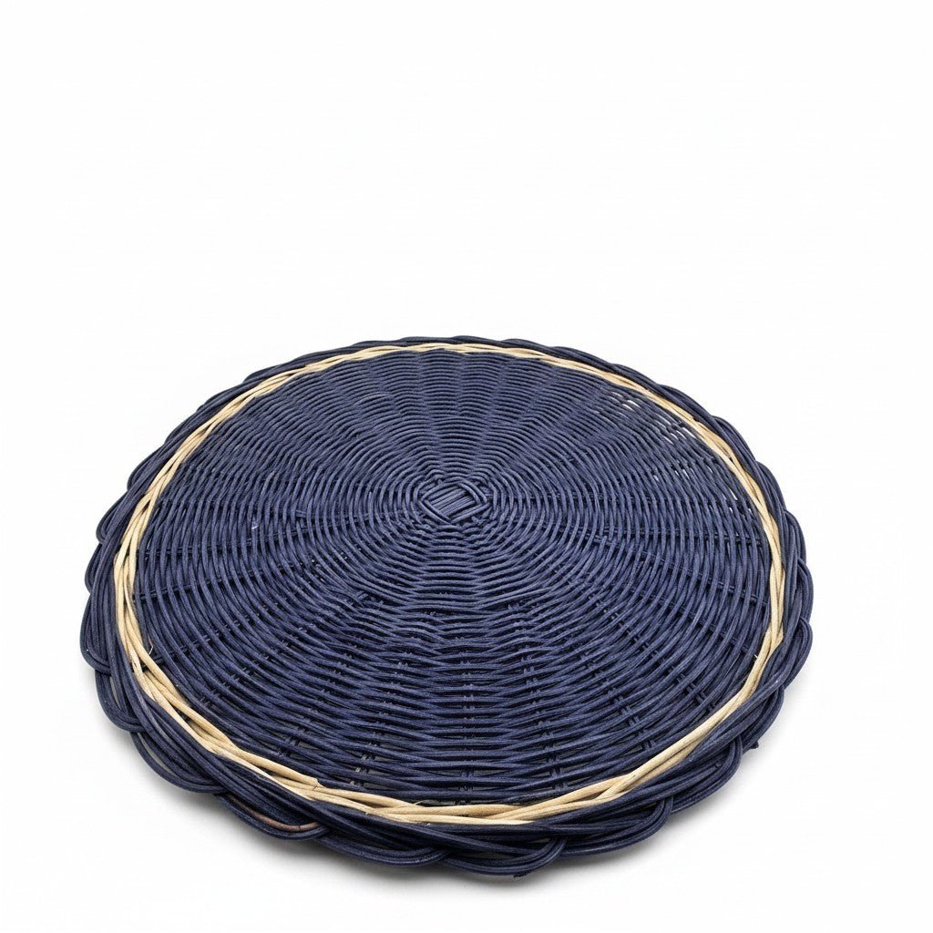 Blue Woven Rattan Charger Plate — 14.75" - Curated Home Decor