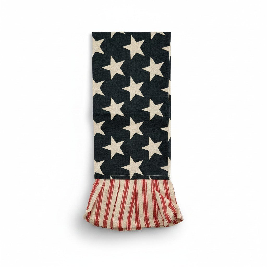 Americana Flag - Inspired Tea Towel with Ruffle Trim - Curated Home Decor