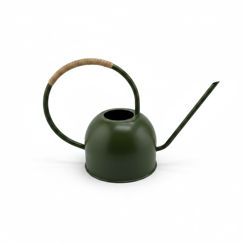 
                  
                    Green Enamel Watering Can with Rattan - Wrapped Handle - Curated Home Decor
                  
                