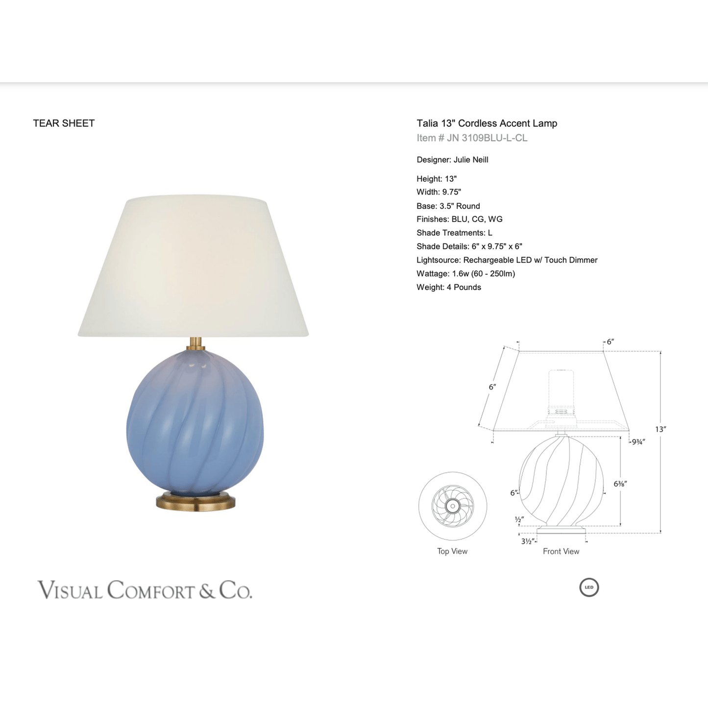 
                  
                    Talia 13" Cordless Accent Lamp - Curated Home Decor
                  
                